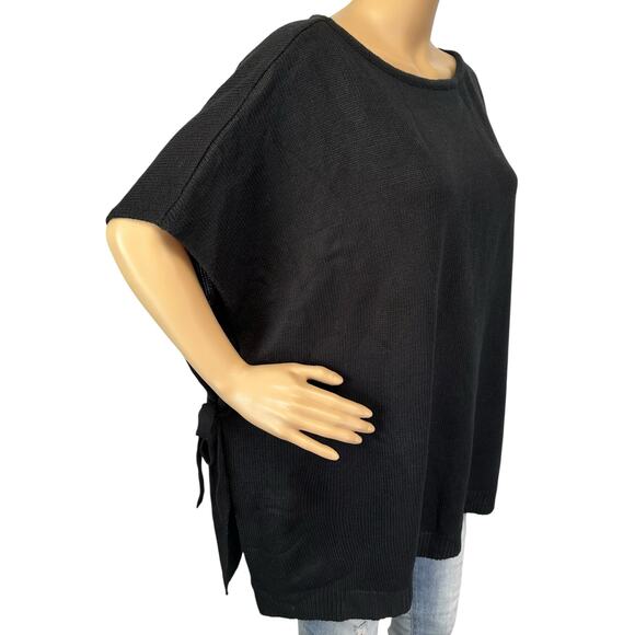Loft Oversized Side Tie Poncho Sweater Black Pullover Size XS/S - Picture 4 of 10
